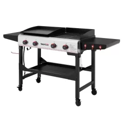 Royal Gourmet GD403 4-Burner 48,000 BTU Portable Flat Top Gas Grill and Griddle Combo Grill in Black with Folding Legs for Outdoor Cooking