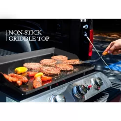 Royal Gourmet PD1302 3-Burner 26,400-BTU Portable Gas Grill in Silver with Griddle Flat Top for Outdoor Camping, Tailgating, Picnics