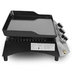 Royal Gourmet PD1302 3-Burner 26,400-BTU Portable Gas Grill in Silver with Griddle Flat Top for Outdoor Camping, Tailgating, Picnics