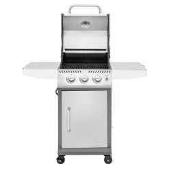 Royal Gourmet GG3001S Stainless Steel 3-Burner Propane Gas Grill, 25,500 BTU Cabinet Style Cas Grill with Side Tables