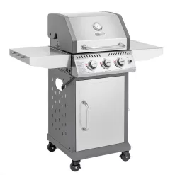 Royal Gourmet GG3001S Stainless Steel 3-Burner Propane Gas Grill, 25,500 BTU Cabinet Style Cas Grill with Side Tables