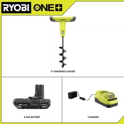 RYOBI P29160 ONE+ 18V Cordless Earth Auger with 3 in. Bit, 2.0 Ah Battery and Charger