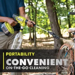 RYOBI RY121860K ONE+ HP 18-Volt Brushless EZClean 600 PSI 0.7 GPM Cordless Electric Power Cleaner w/ 4.0Ah Battery, Charger, Accessories