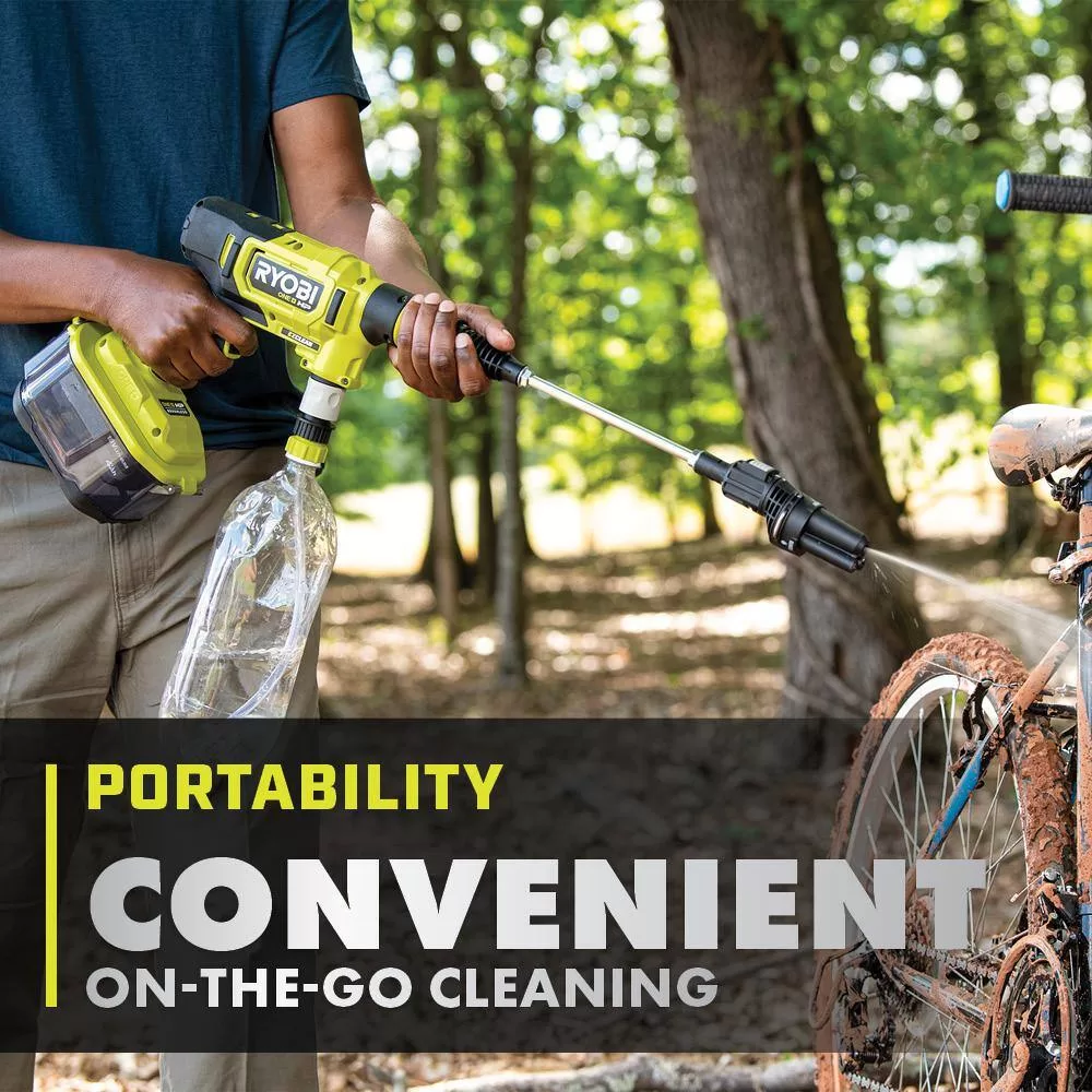 RYOBI RY121860K ONE+ HP 18-Volt Brushless EZClean 600 PSI 0.7 GPM Cordless Electric Power Cleaner w/ 4.0Ah Battery, Charger, Accessories