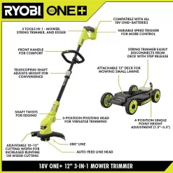 RYOBI P20160 ONE+ 18V 12 in. Cordless Mower with 4.0 Ah Battery and Charger