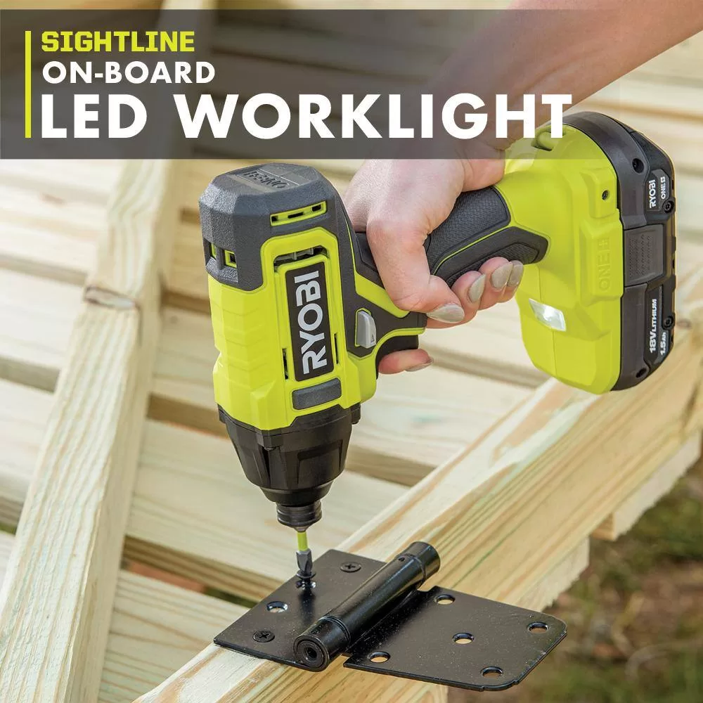 RYOBI PCL235K2 ONE+ 18V Cordless 1/4 in. Impact Driver Kit with (2) 1.5 Ah Batteries and Charger