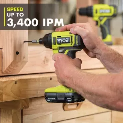 RYOBI PCL235K2 ONE+ 18V Cordless 1/4 in. Impact Driver Kit with (2) 1.5 Ah Batteries and Charger