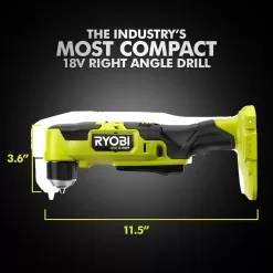 RYOBI PSBRA02B-A972501 ONE+ HP 18V Brushless Cordless Compact 3/8 in. Right Angle Drill (Tool Only) w/ 25-Piece Black Oxide Drill Bit Set
