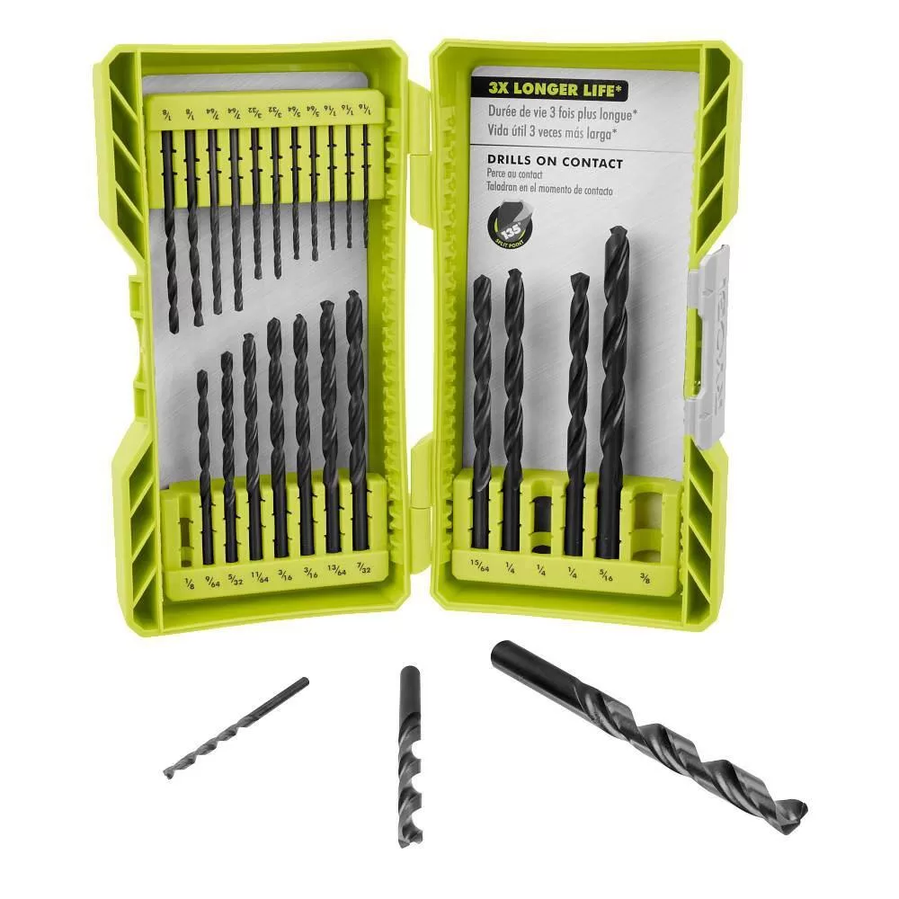 RYOBI PSBRA02B-A972501 ONE+ HP 18V Brushless Cordless Compact 3/8 in. Right Angle Drill (Tool Only) w/ 25-Piece Black Oxide Drill Bit Set