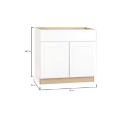 Hampton Bay KB36-SW Hampton 36 in. W x 24 in. D x 34.5 in. H Assembled Base Kitchen Cabinet in Satin White with Drawer Glides