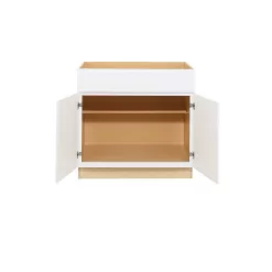 Hampton Bay KB36-SW Hampton 36 in. W x 24 in. D x 34.5 in. H Assembled Base Kitchen Cabinet in Satin White with Drawer Glides