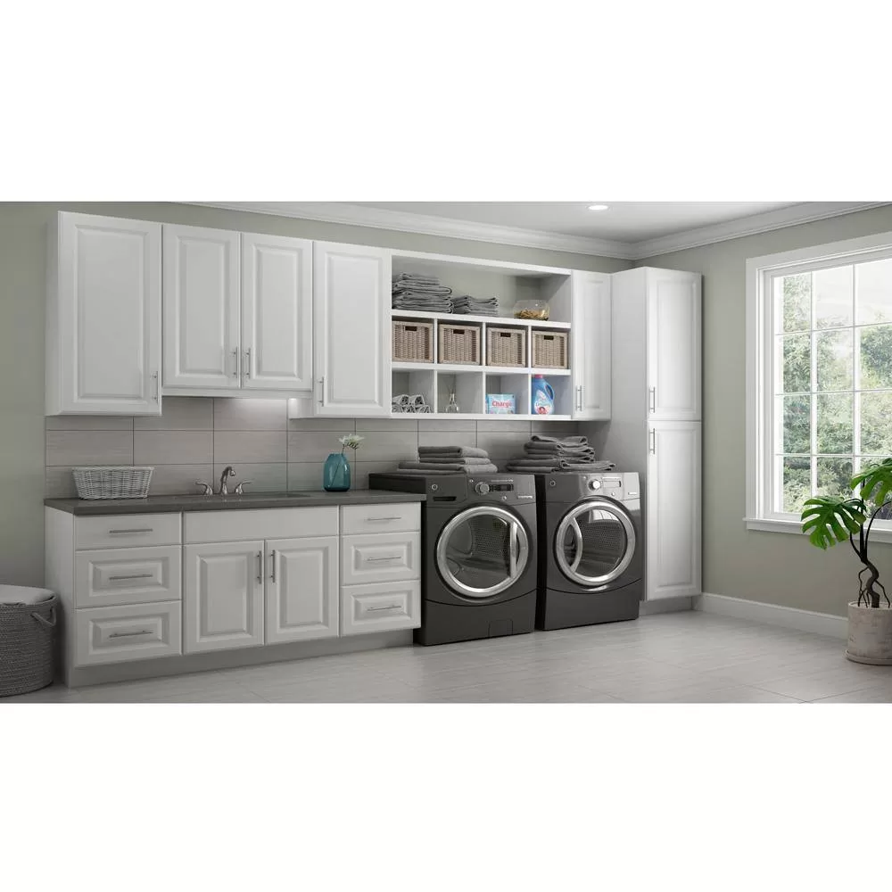 Hampton Bay KCSB36-SW Hampton 36 in. W x 24 in. D x 34.5 in. H Ready to Assemble Corner Sink Base Kitchen Cabinet in Satin White without Shelf