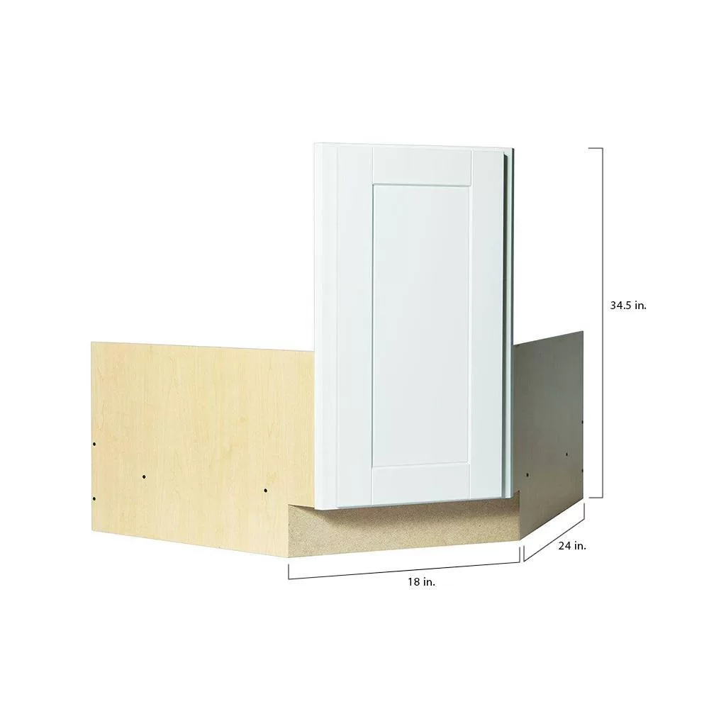 Hampton Bay KCSB36-SW Hampton 36 in. W x 24 in. D x 34.5 in. H Ready to Assemble Corner Sink Base Kitchen Cabinet in Satin White without Shelf