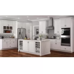 Hampton Bay KCSB36-SW Hampton 36 in. W x 24 in. D x 34.5 in. H Ready to Assemble Corner Sink Base Kitchen Cabinet in Satin White without Shelf