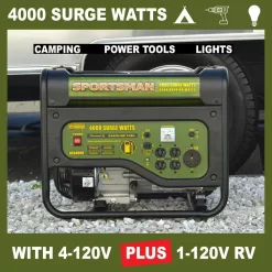 Sportsman 806724 4,000-Watt/3,500-Watt Recoil Start Gasoline Powered Portable Generator