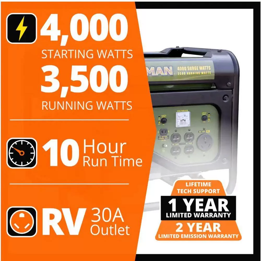 Sportsman 806724 4,000-Watt/3,500-Watt Recoil Start Gasoline Powered Portable Generator