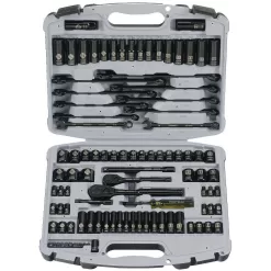 Stanley 92-839 1/4 in. & 3/8 in. Drive Black Chrome Laser Etched SAE & Metric Mechanics Tool Set (99-Piece)