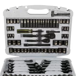Stanley 92-839 1/4 in. & 3/8 in. Drive Black Chrome Laser Etched SAE & Metric Mechanics Tool Set (99-Piece)