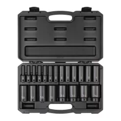 TEKTON SID92306 1/2 in. Drive Deep 6-Point Impact Socket Set, 21-Piece (5/16 in. -1-1/2 in.)