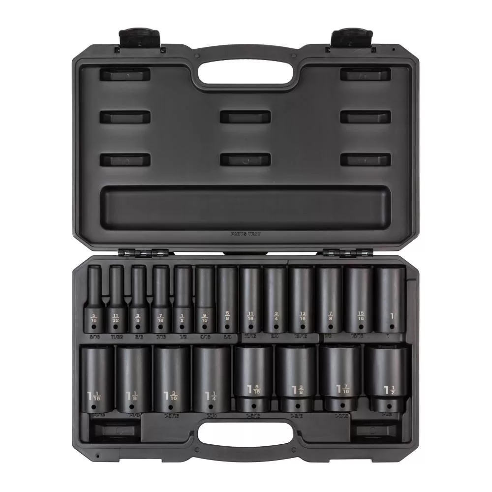 TEKTON SID92306 1/2 in. Drive Deep 6-Point Impact Socket Set, 21-Piece (5/16 in. -1-1/2 in.)