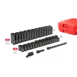 TEKTON SID92401 1/2 in. Drive 6-Point Impact Socket Set, 57-Piece (10 mm - 36 mm)