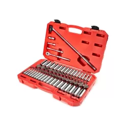 TEKTON SKT15312 3/8 in. Drive 12-Point Ratchet and Socket Set, (74-Piece) (1/4-1 in., 6-24 mm)