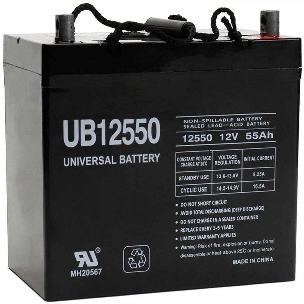 UPG UB12550 (Group 22NF) 12-Volt 55 Ah (+ on right) Z1 Terminal Sealed Lead Acid (SLA) Rechargeable AGM Battery