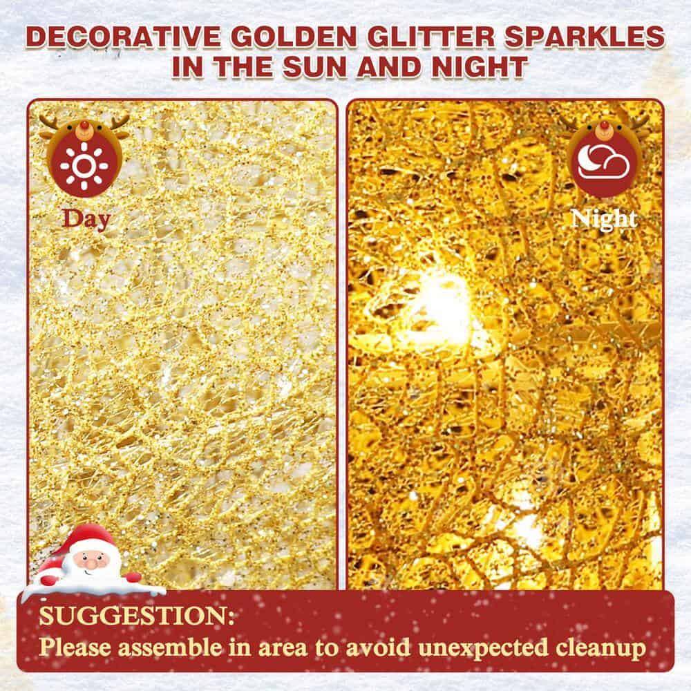 VEIKOUS PG0403-01-1 4.5 ft. 3D Warm White LED Reindeer Family Christmas Holiday Yard Decoration, Gold