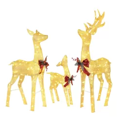 VEIKOUS PG0403-01-1 4.5 ft. 3D Warm White LED Reindeer Family Christmas Holiday Yard Decoration, Gold