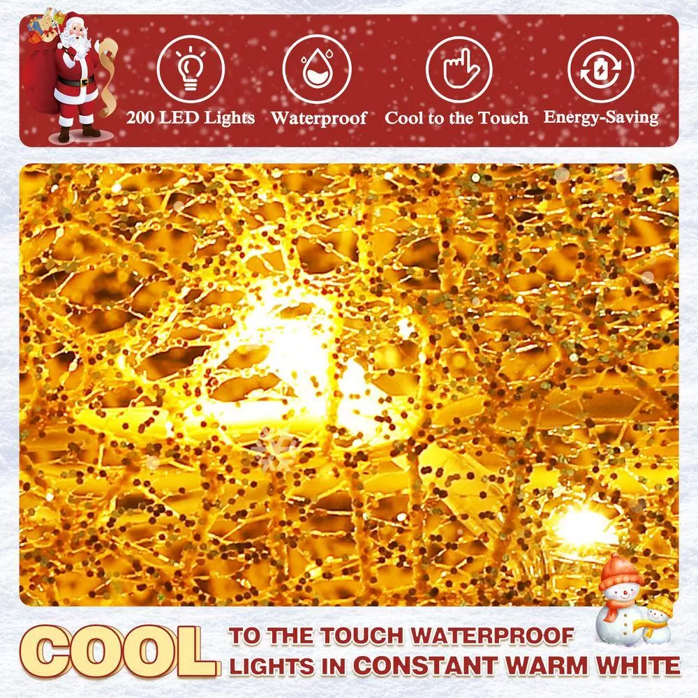 VEIKOUS PG0403-01-1 4.5 ft. 3D Warm White LED Reindeer Family Christmas Holiday Yard Decoration, Gold