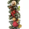 Village Lighting Company V-11091 9 ft. Pre-Lit LED Scarlet Hydrangea Garland