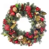 Village Lighting Company V-11090 30 in. Artificial Pre-Lit LED Scarlet Hydrangea Wreath