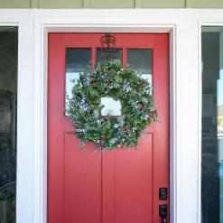 Village Lighting Company V-20684 30 in. Artificial Pre-Lit LED Rustic White Berry Wreath