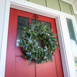 Village Lighting Company V-20684 30 in. Artificial Pre-Lit LED Rustic White Berry Wreath