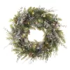 Village Lighting Company V-20684 30 in. Artificial Pre-Lit LED Rustic White Berry Wreath