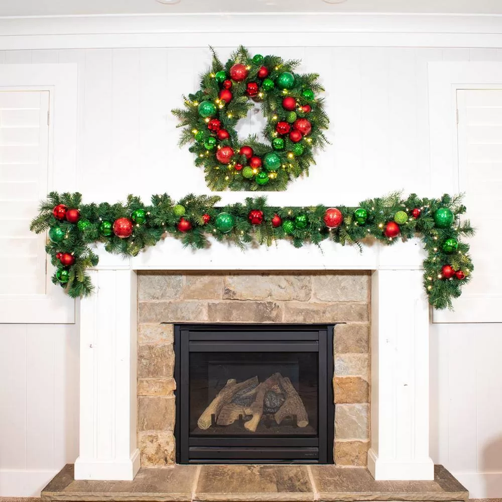 Village Lighting Company V-20706 30 in. Artificial Pre-Lit LED Christmas Cheer Wreath