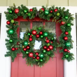 Village Lighting Company V-20706 30 in. Artificial Pre-Lit LED Christmas Cheer Wreath