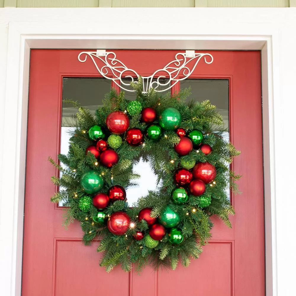 Village Lighting Company V-20706 30 in. Artificial Pre-Lit LED Christmas Cheer Wreath