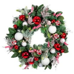 Village Lighting Company V-20712 30 in. Artificial Pre-Lit LED Nordic Wreath