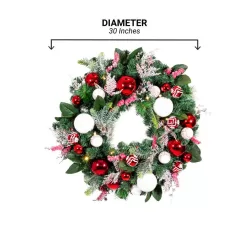Village Lighting Company V-20712 30 in. Artificial Pre-Lit LED Nordic Wreath