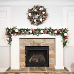 Village Lighting Company v-20715 30 in. Artificial Pre-Lit LED Frosted Wonderland Wreath