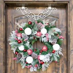Village Lighting Company v-20715 30 in. Artificial Pre-Lit LED Frosted Wonderland Wreath
