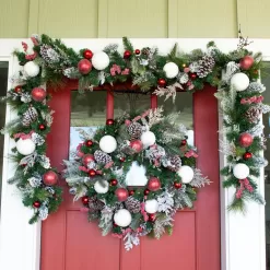 Village Lighting Company v-20715 30 in. Artificial Pre-Lit LED Frosted Wonderland Wreath