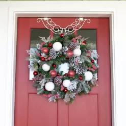 Village Lighting Company v-20715 30 in. Artificial Pre-Lit LED Frosted Wonderland Wreath