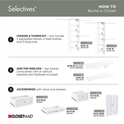ClosetMaid 7032 Selectives 48 in. W - 112 in. W White Reach-In Tower Wall Mount 6-Shelf Wood Closet System
