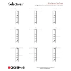 ClosetMaid 7032 Selectives 48 in. W - 112 in. W White Reach-In Tower Wall Mount 6-Shelf Wood Closet System