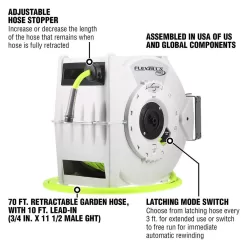 Flexzilla L8340FZ 1/2 in. dia. X 70 ft. Retractible Water Hose Reel with Levelwind Technology