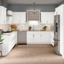 Hampton Bay F11DB18 Westfield Feather White Shaker Stock Drawer Base Kitchen Cabinet (18 in. W x 23.75 in. D x 35 in. H)