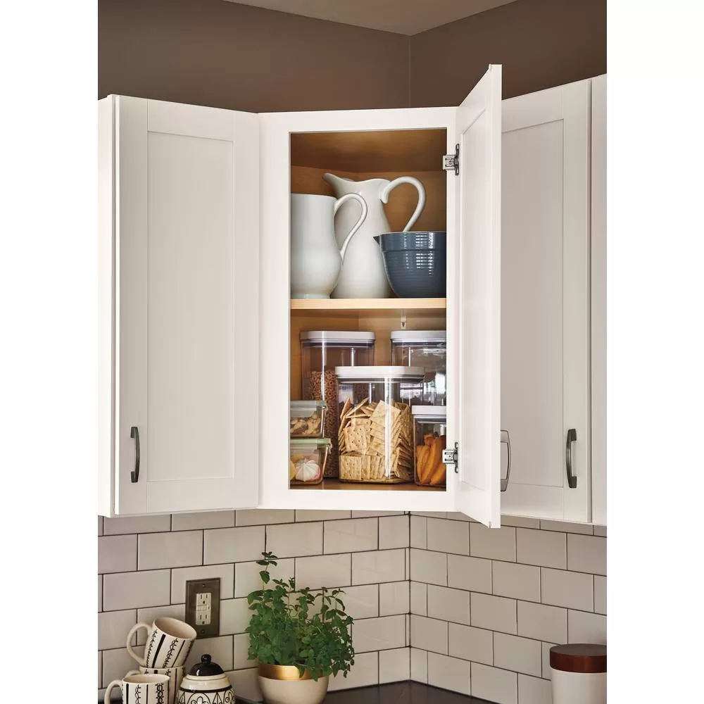 Hampton Bay F11DC2430R Westfield Feather White Shaker Stock Corner Wall Kitchen Cabinet (24 in. W x 12 in. D x 30 in. H)