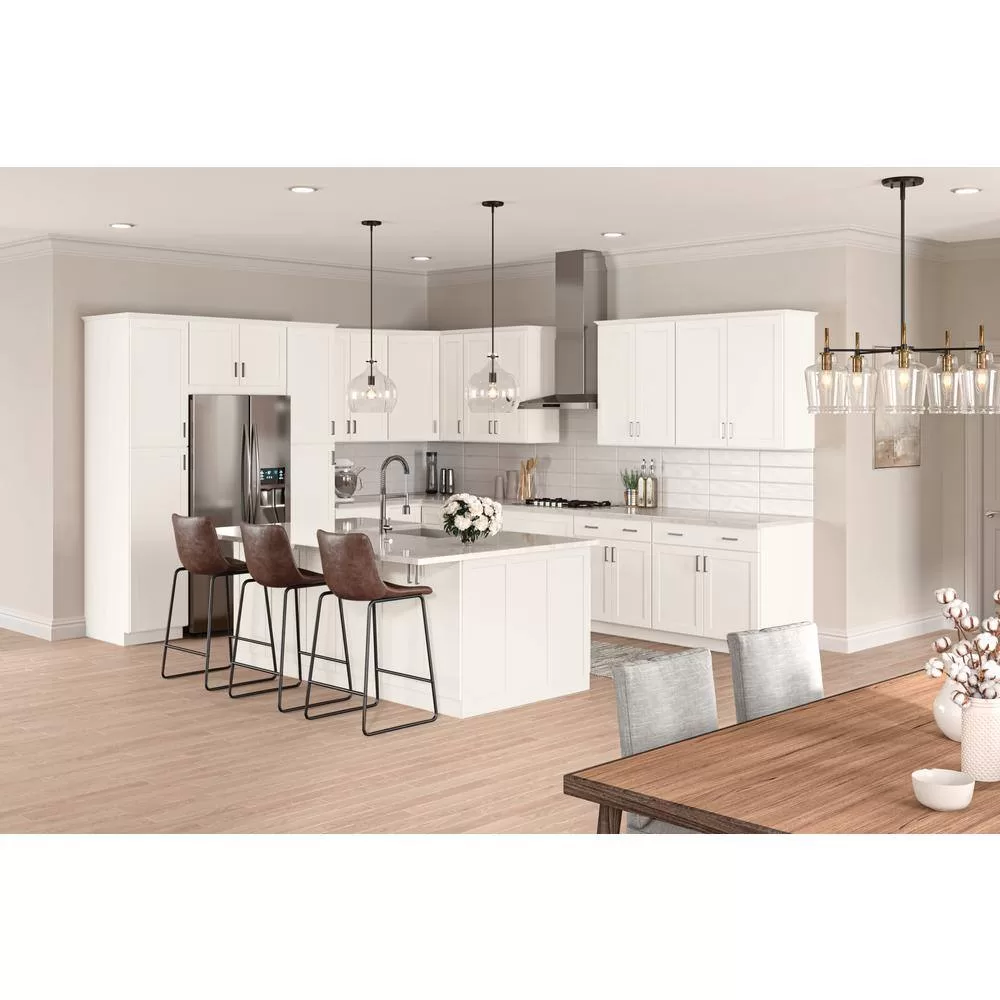 Hampton Bay F11DC2430R Westfield Feather White Shaker Stock Corner Wall Kitchen Cabinet (24 in. W x 12 in. D x 30 in. H)